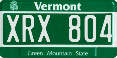 VT license plate XRX804