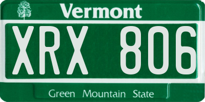 VT license plate XRX806