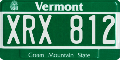 VT license plate XRX812
