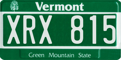 VT license plate XRX815