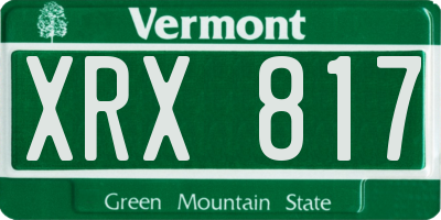 VT license plate XRX817