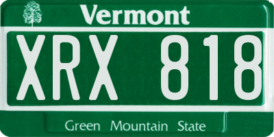 VT license plate XRX818