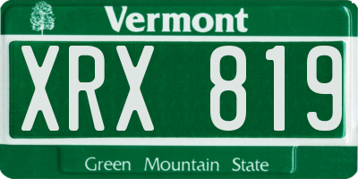 VT license plate XRX819