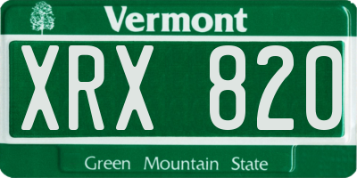 VT license plate XRX820