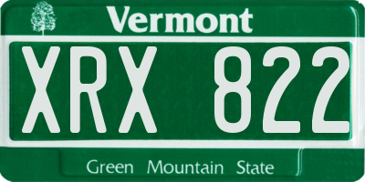 VT license plate XRX822