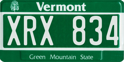 VT license plate XRX834