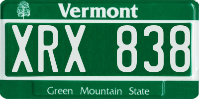 VT license plate XRX838