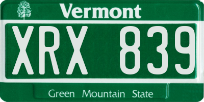 VT license plate XRX839