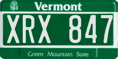 VT license plate XRX847