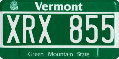 VT license plate XRX855