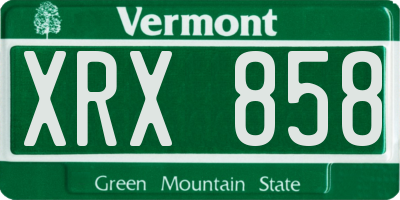 VT license plate XRX858