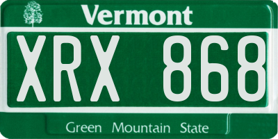 VT license plate XRX868