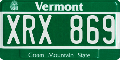 VT license plate XRX869
