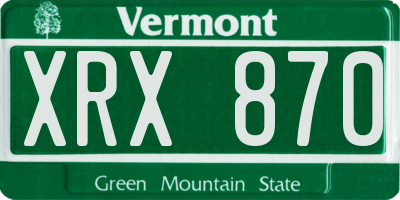 VT license plate XRX870