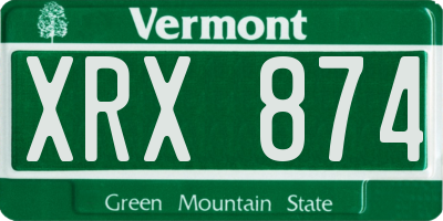 VT license plate XRX874