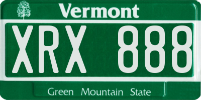 VT license plate XRX888