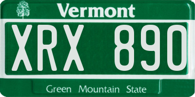 VT license plate XRX890
