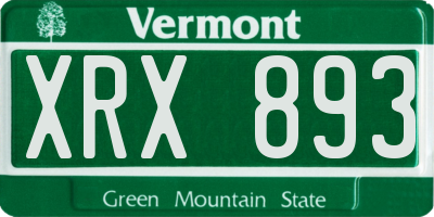 VT license plate XRX893