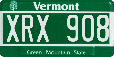 VT license plate XRX908