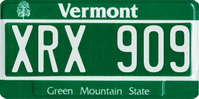 VT license plate XRX909
