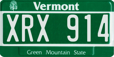VT license plate XRX914