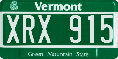 VT license plate XRX915