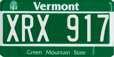 VT license plate XRX917