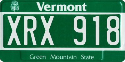 VT license plate XRX918