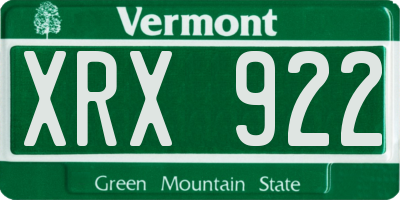 VT license plate XRX922
