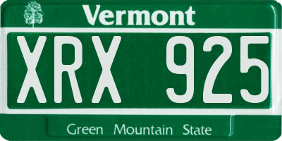 VT license plate XRX925