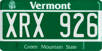 VT license plate XRX926