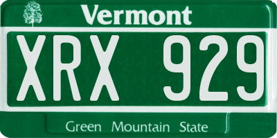 VT license plate XRX929