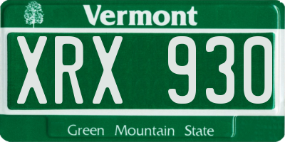 VT license plate XRX930