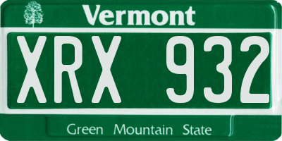 VT license plate XRX932