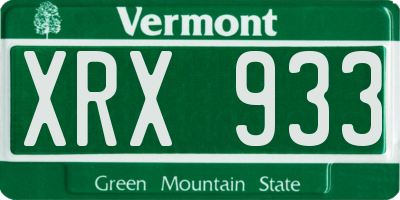 VT license plate XRX933