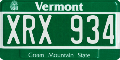 VT license plate XRX934