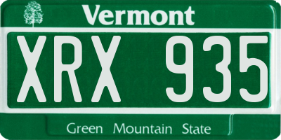 VT license plate XRX935