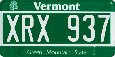 VT license plate XRX937