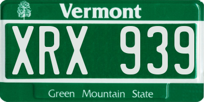 VT license plate XRX939