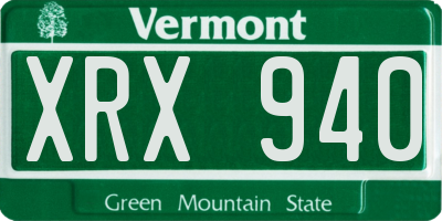VT license plate XRX940