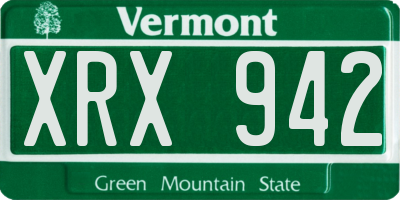 VT license plate XRX942