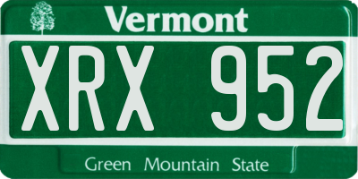 VT license plate XRX952