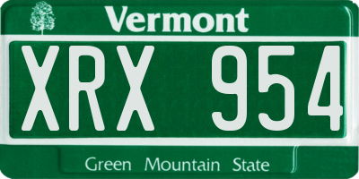 VT license plate XRX954