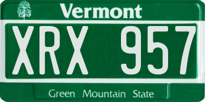 VT license plate XRX957