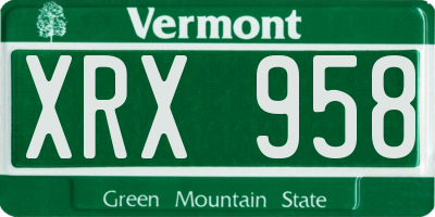 VT license plate XRX958