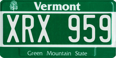 VT license plate XRX959