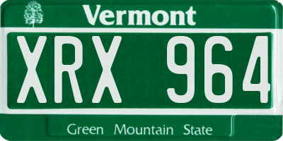 VT license plate XRX964