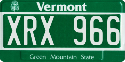 VT license plate XRX966