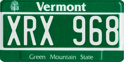 VT license plate XRX968