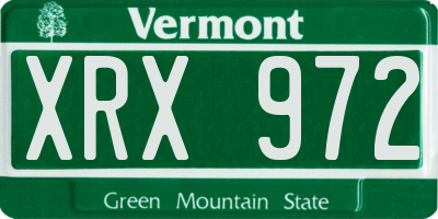 VT license plate XRX972